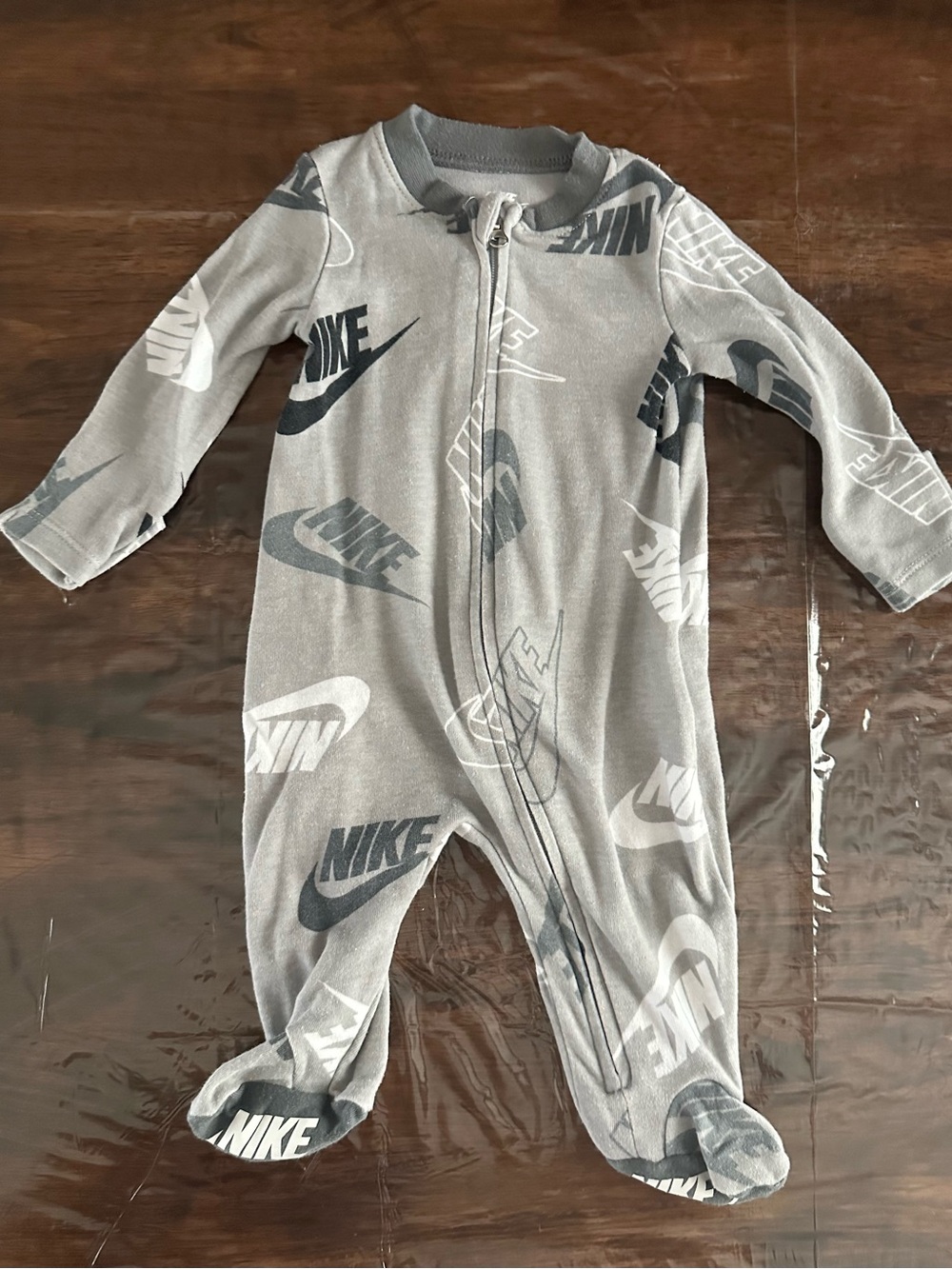 Nike Grey Logo Baby pajama footies